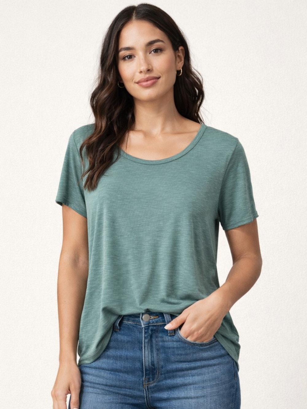 Green Envelope Los Angeles Soft Stretch Tee Sage Green Flowy Top — Size M